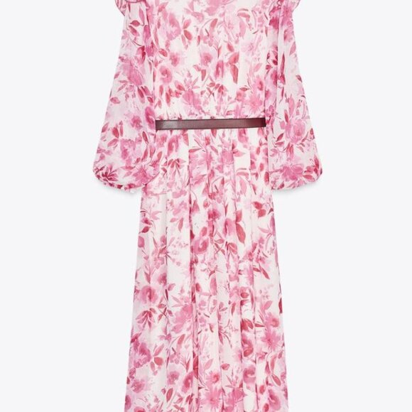 Zara Burgundy Fuax Leather Golden Bucklet Belt - M - Picture 3 of 4